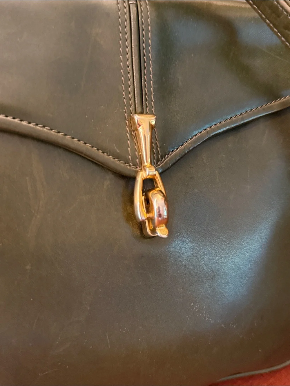 Vintage Maurizio De Giacomi Olive Green Leather Italian Shoulder Bag Purse